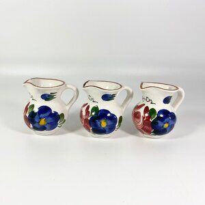 Set of 3 Pretty Mini Hand painted small jugs